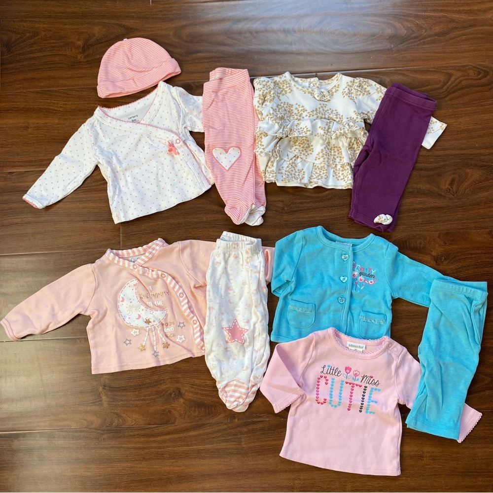 Baby Girls’ Side-Snap/ Cardigan 5 Sets Bundle